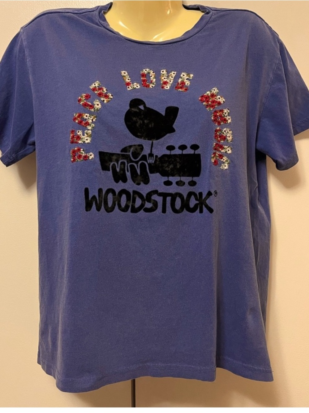 Lucky Brand Blue Woodstock Graphic Tee with Multicolor Accents